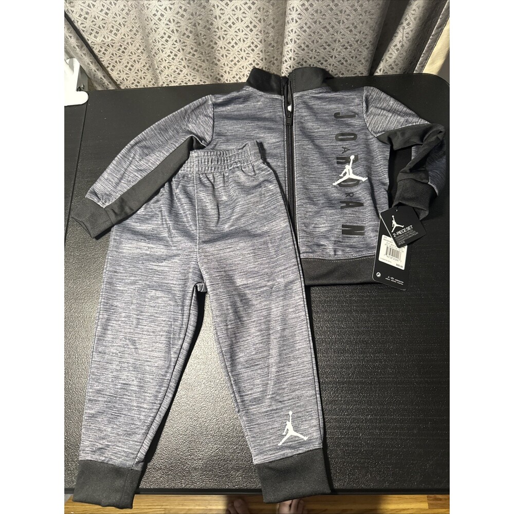 Air Jordan Track Suit Toddler Size 18M Gray Black Jacket Pants Track Suit